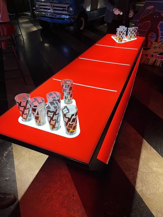 Lit table inside the venue