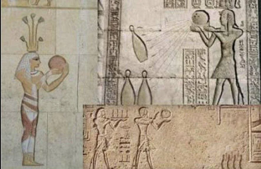 Egyptian reliefs showing a ball and pin game
